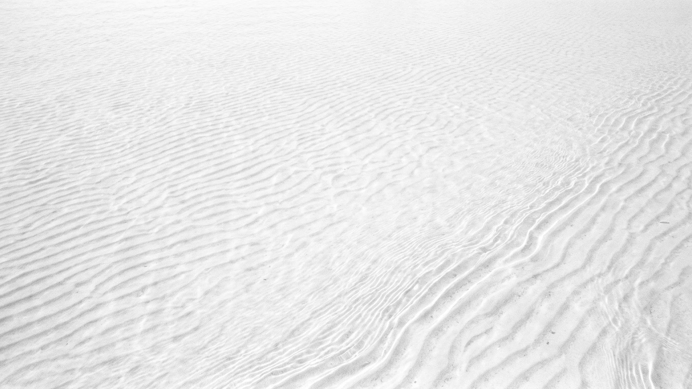 Waterfront: bright shallows over white sand, black and white
